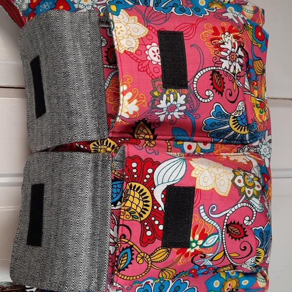 Purse Shoulder Messenger Crossbody Diaper Pockets Lightweight Cotton Pink Floral - Picture 2 of 14